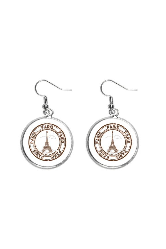 paris france eiffel tower classic country city ear dangle silver drop ear jewelry woman
