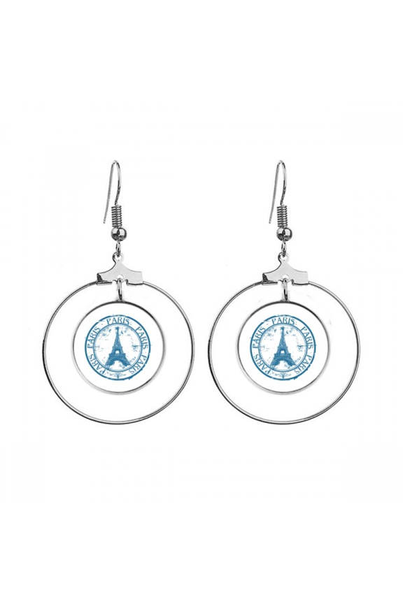 paris france eiffel tower classic country city earrings dangle hoop jewelry drop circle