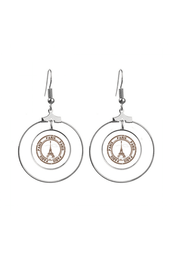 paris france eiffel tower classic country city earrings dangle hoop jewelry drop circle