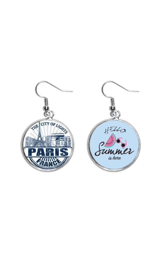 paris france flag eiffel tower architecture earring drop summer watermelon earring wear
