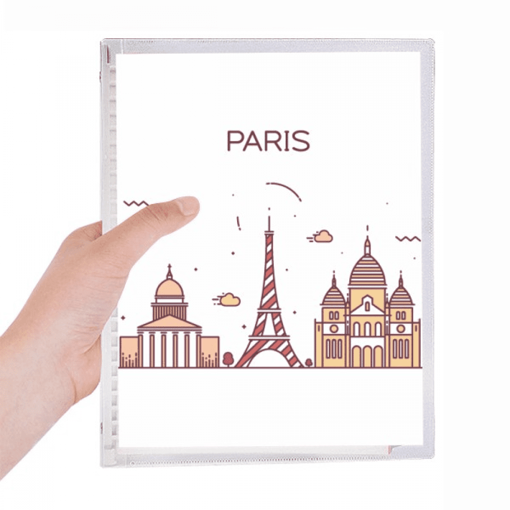paris french flat landmark pattern notebook loose diary refillable ...
