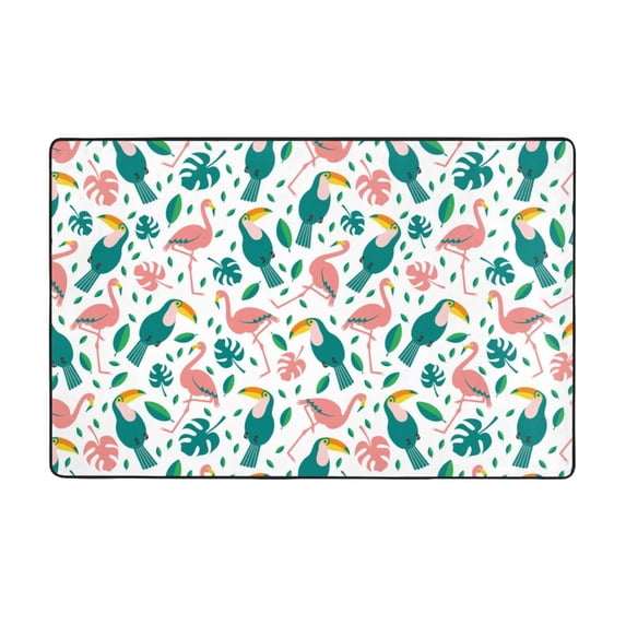 parrot flamingo Shaggy Area Rug, Rugs for Living Room Bedroom Non Slip Door Mat Indoor Carpet Machine Washable Nursery Home Decor Floor Mats for Entryway 60x39in-#