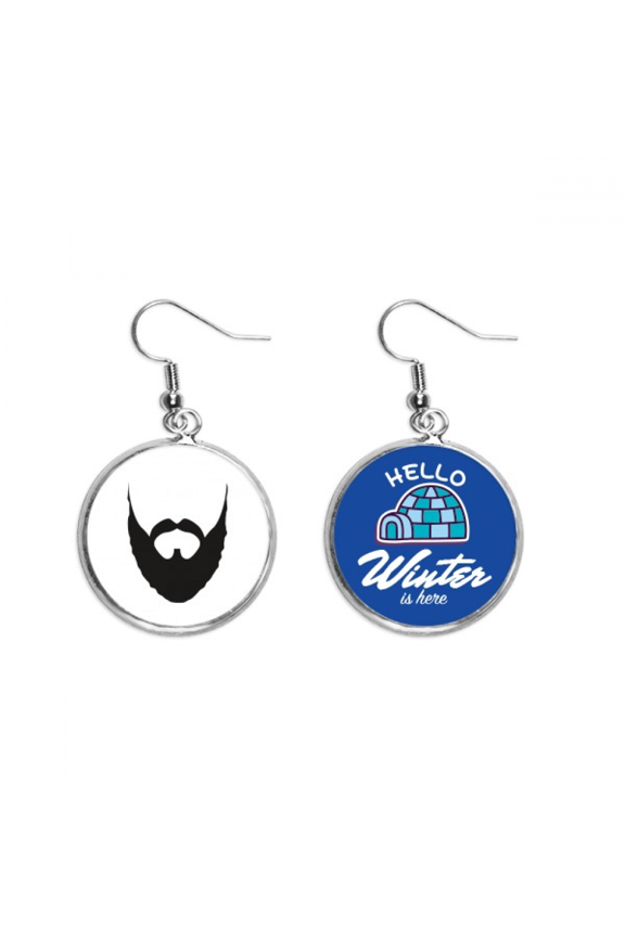 part beard man expression dangle drop winter ice earring jewelry