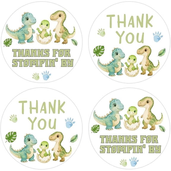 partiqla 80Pcs Dinosaur Thank You Stickers Thank You for Stomping by Stickers Cute Dinosaur Sticker for Dino Baby Shower Birthday Party Favors Supplies Candy Gifts Envelopes Packaging Seals
