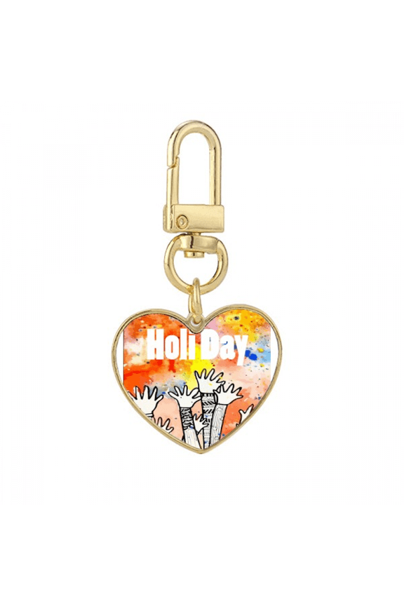 partner party festival celebration gold heart keychain metal keyring holder