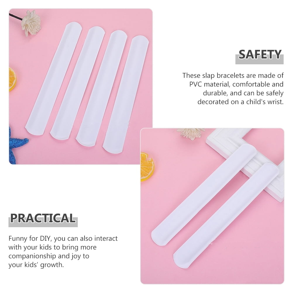 Slap Bracelets Blancs – Lot De 24 – Bracelets à Claquer Vierges En PVC – DIY Peinture – Fêtes Enfants