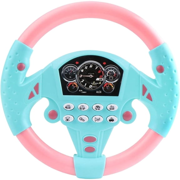 passenger princess steering wheel Portable Driving Simulation Wheel with Sound Effects Suction Base Interactive Dashboard Accessory Pink