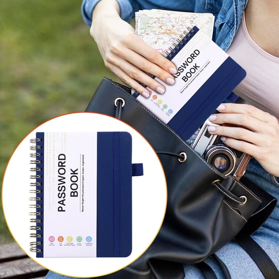 password books for seniors,account books & journals,Password Book Spiral,for Internet Password Notebook Password Journal Logbook Log in Detail(Navy)