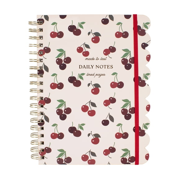 pastel by Fringe Studio CHERRY SWEET Scalloped Edge Hardcover Spiral Journal, 7.5"x10", 240 Pages