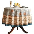 thumbnail image 1 of patdrea Designer French Linen Blue Round Table Cloth,Vintage Floral Tablecloth,Colorful Decoration Fall Table Cover Kitchen Dining for Tea Party,Thanksgiving,Christmas,Diameter 67"-Wensel, 1 of 8
