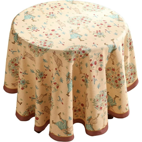 patdrea Designer Linen Beige Round Tablecloth,Vintage Italian Trees Pattern Table Cloth,Decoration Table Cover Cloth for Kitchen Dining Christmas,Tea Party,Thanksgiving,Diameter 67"-Tatiana a