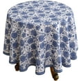thumbnail image 1 of patdrea Designer Vintage French Round Table Cloth,Linen Durable Blue Paisley Pattern Tablecloth,Decoration Floral Cover for Kitchen Dining Christmas,Thanksgiving,Diameter 67"-Lantang a, 1 of 8