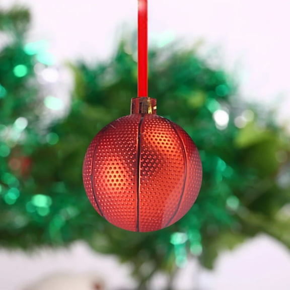 pathside 2.36 Inch Christmas Sport Ball Ornaments Christmas, Soccer Ball Basketball Baseball Football Volleyball Tennis Ball for Christmas Tree Ball Hanging Sports Ornament Decor