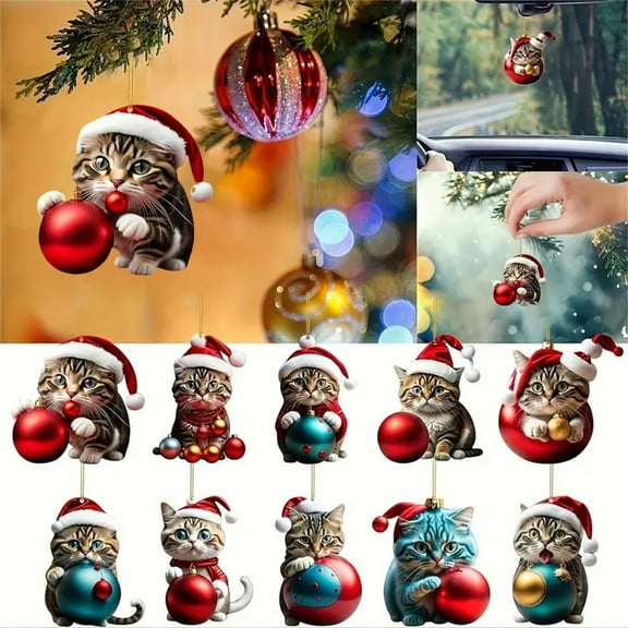 pathside 2024 Cute Cat Advent Calendar, 24-Days Countdown Calendar Holiday Cat Hanging Pendants, Christmas Vacation Advent Calenda, Mystery Gift Box Xmas Surprise Gifts for Girls and Boys