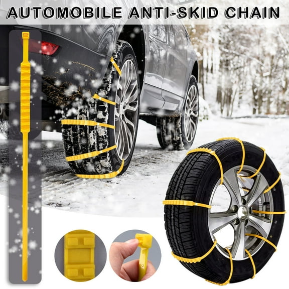 pathside 2025 Reusable Anti Snow Chains, Snow Tire Chains for Car, 10pcs/set Winter Cable Ties, Emergency Snow Plastic Non-Slip Cable Tie for Portable Vehicles Snow Mud, Orange