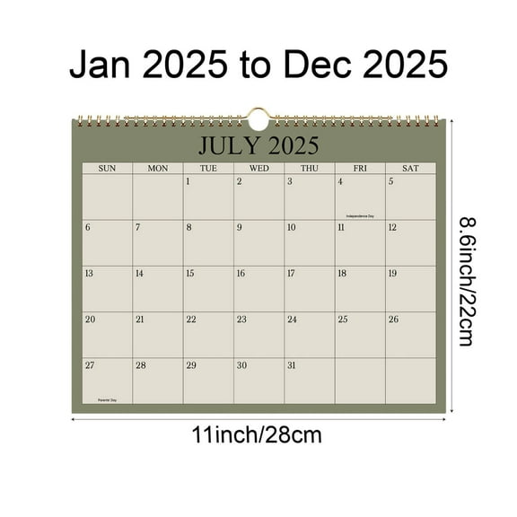 pathside 2025 Wall Calendar International Holidays Easy Wall Calendar 12 Months English Calendar Countdown for Home Office School