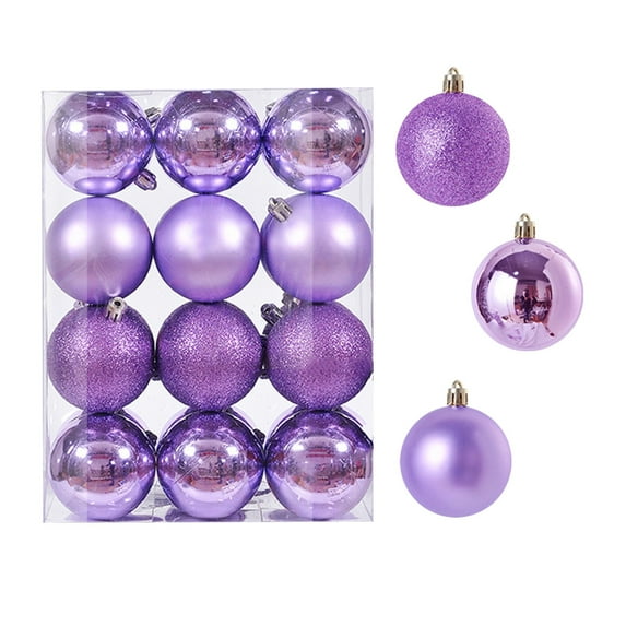 pathside 24pcs 3cm Christmas Ball Ornaments, Colorful Balls Christmas Ornaments Set Hanging Ball Decorations for Christmas Tree Hanging Home Party Ornament, Lilac