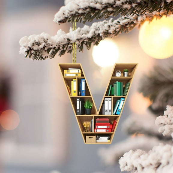 pathside 26 Letters Acrylic Christmas Tree Decoration Pendant Personalized DIY 8cm Initial Letter Hanging Christmas Decorations (V)