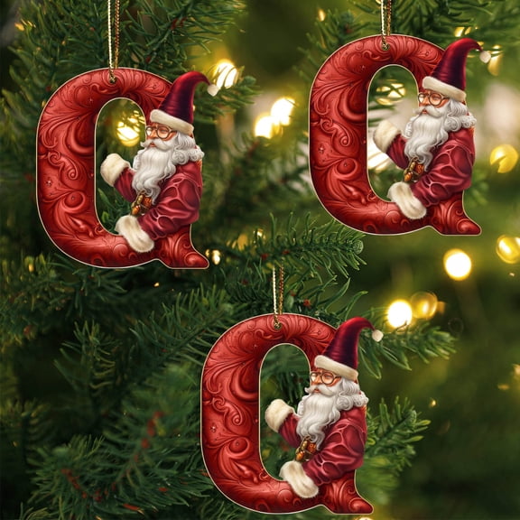 pathside 26 Letters Christmas Tree Decoration Pendant Christmas Tree Ornaments Personalized DIY Initial Letter Hanging Christmas Decorations (Q)