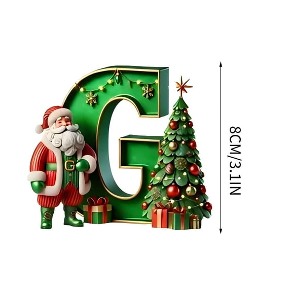pathside 26 Letters Christmas Tree Hanging Pendants, 26 Christmas Letters Ornaments with Christmas Tree Santa Claus, Decorative Letters Hanging Xmas Alphabet Letters for Christmas Tree Decor (G)