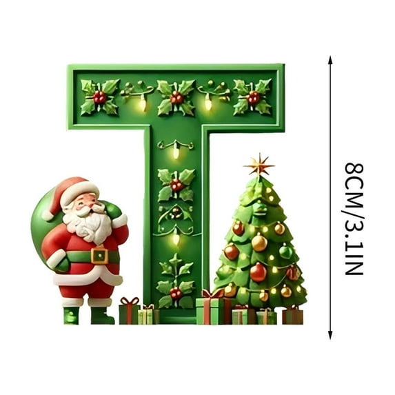 pathside 26 Letters Christmas Tree Hanging Pendants, 26 Christmas Letters Ornaments with Christmas Tree Santa Claus, Decorative Letters Hanging Xmas Alphabet Letters for Christmas Tree Decor (T)