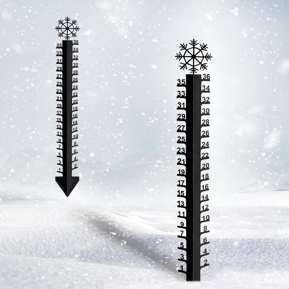 pathside 35 inch Snow Gauge Outdoor, Metal Snow Measuring Stick, Snowflake Iron Art Snow, Thicken Upgraded Windproof Snowfall Measuring Gauge Snow Ruler for Yard, Lawn, Garden, Christmas