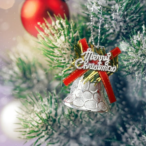 pathside 4pcs Christmas Bells, Vintage Christmas Hanging Bells, Handmade Rustic Christmas Bells, Christmas Bells for Decoration Decorative Metal Cow Bells for Weddings, Party