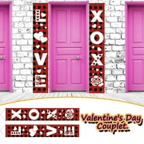 pathside 71 x 12 Inches Valentine's Day Door Banner Decorations, XOXO LOVE Heart Holiday Hanging Flag, Valentine Day Porch Sign for Front Door Wall Indoor Outdoor Wedding Home Decor