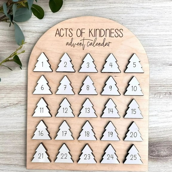 pathside Acts Of Kindness Advent Calendar 2024 Wooden Calendar Arrival Calendar Christmas Desktop Decoration Good Family Gifts Daily for Kids Creative Christmas Gifts for Kids Teens Adults