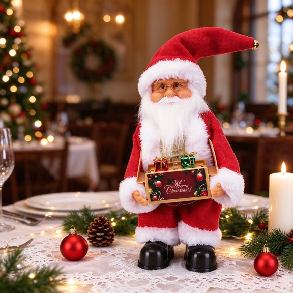 pathside Animated Santa Claus, Musical Dancing Christmas Figurine, Room Accent for Holiday Tabletop and Home Decor