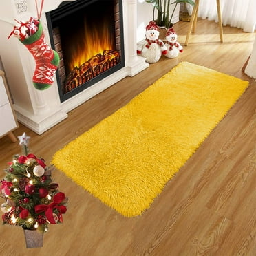 pathside Bathroom Rug Mat 15.7x31.5 Inch, Extra Soft and Absorbent Solid Color Bath Rugs, Non-Slip, Machine Washable Easier Dry (Yellow)