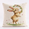 thumbnail image 1 of pathside Bunny Easter Pillow Covers 18x18 Easter Pillow Cushion Cover Easter Eggs Rabbits Printed Linen Peach Fleece Pillow Cover for Home Farmhous, 1 of 7