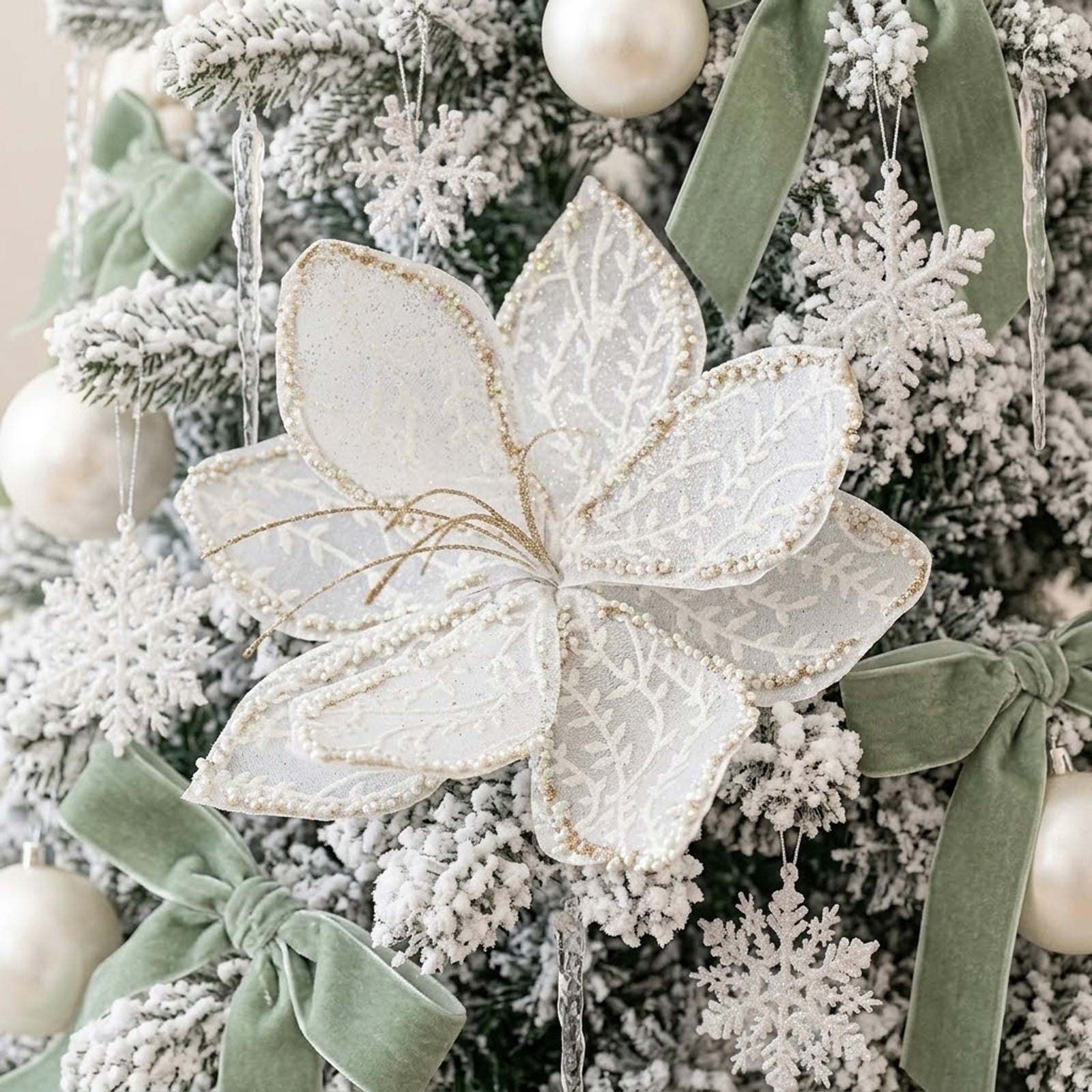 pathside Christmas Floral Picks, Mesh Flower Tree Decorations, for Home ...