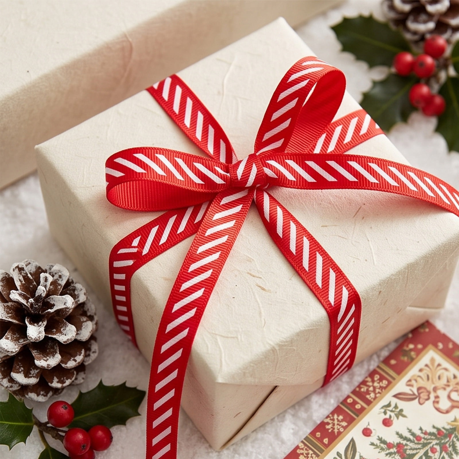 Xmas Rippon pathside Christmas Ribbon, Striped Holiday Gift Wrapping Craft Trim ...