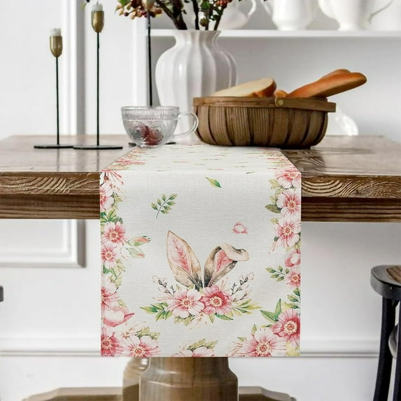 pathside Easter Tablecloth Rabbits Ear Theme Tablecloth Linen Printed Table Flag Easter Restaurant Decoration 4 Sizes Available for Holiday Dinner Party Decoration