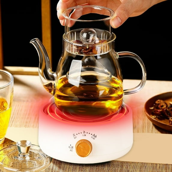 pathside Electric Mini Stove Portable 7" Hot Plate Small Stove Three-stage Knob Explosion-proof Panel Electric Ceramic Stove for Boiling Water, Making Tea and Coffee, White