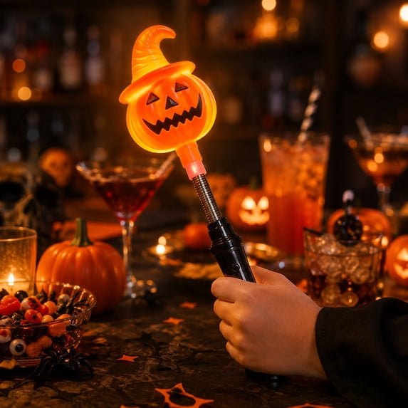 pathside Halloween Glow Sticks, Pumpkin LED Hand Cranked Party Favors, Spooky Bar Supplies Decor, Plastic Kids Toys, Orange