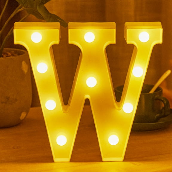 pathside LED Letter Lights Sign Light Up For Home Party Wedding Decoration Light Up Letters Alphabet Letter Sign Battery Powered Initial Letter Hanging Christmas Decorations (W)