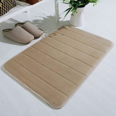 pathside Memory Foam Bath Mat 17" x 24", Ultra Soft & Non-Slip Bath Mat, Water Absorbent and Machine for Shower Bathroom Floor Rugs, Khaki