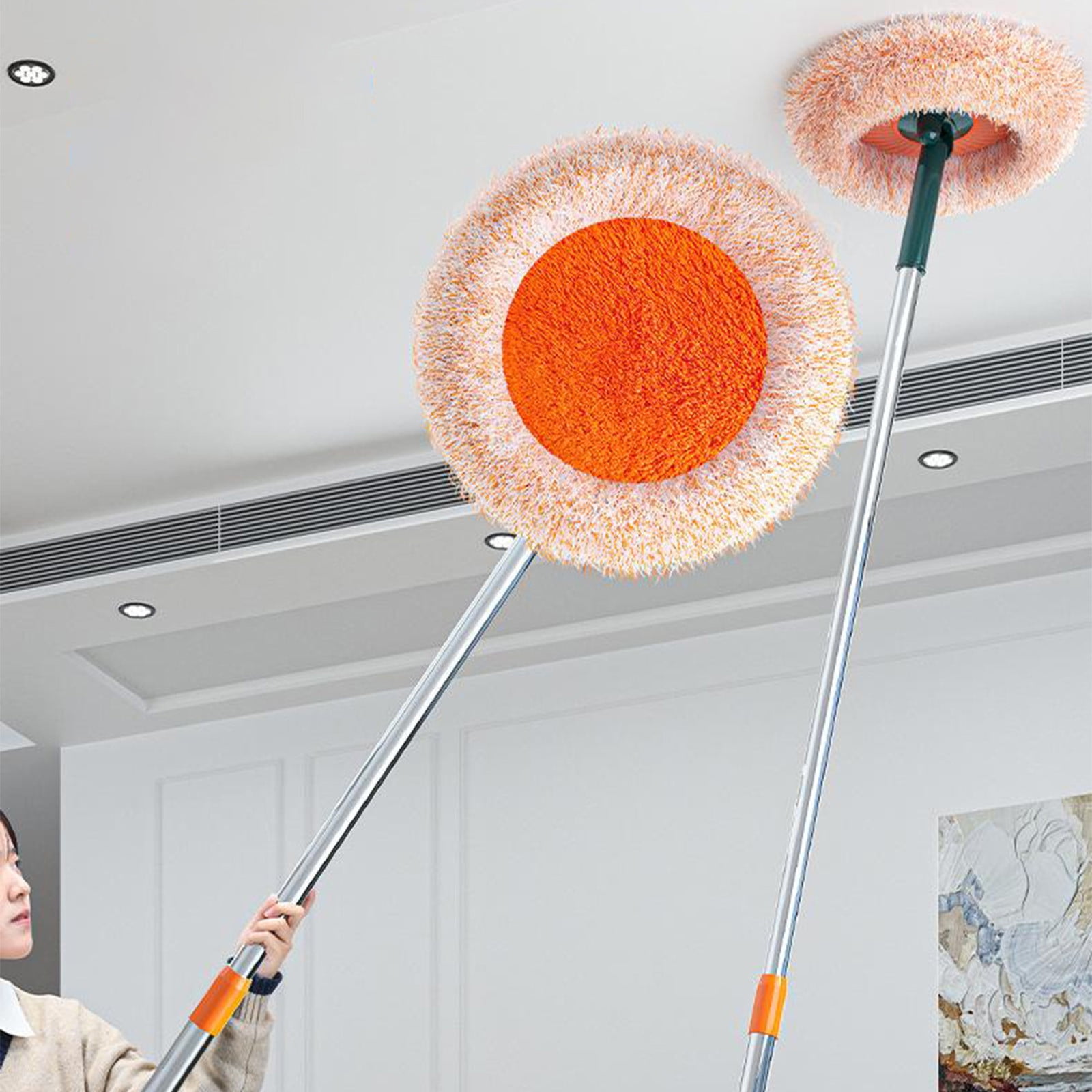 pathside Rotatable Adjustable Cleaning Mop With 1 Velvet Mop Head Long Handle Telescoping Microfiber Dusts Mop Wet Dry Cleaning Mop For Hardwood Wall Car for Wood Laminate Floor Cleaning