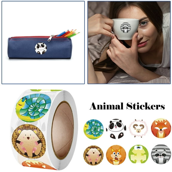 pathside Small Reward Stickers for Kids, 500 PCS 1 Inch Round Animal Stickers 1 roll of stickers, Creation Classroom Stickers for Students, Boy Girl Motivational Stickers Preschool Kindergarten