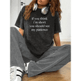 thumbnail image 1 of "patience" letter graphic Water Washed T-shirt top round neck short-sleeved cotton Casual Black S-2XL Plus Size, 1 of 5