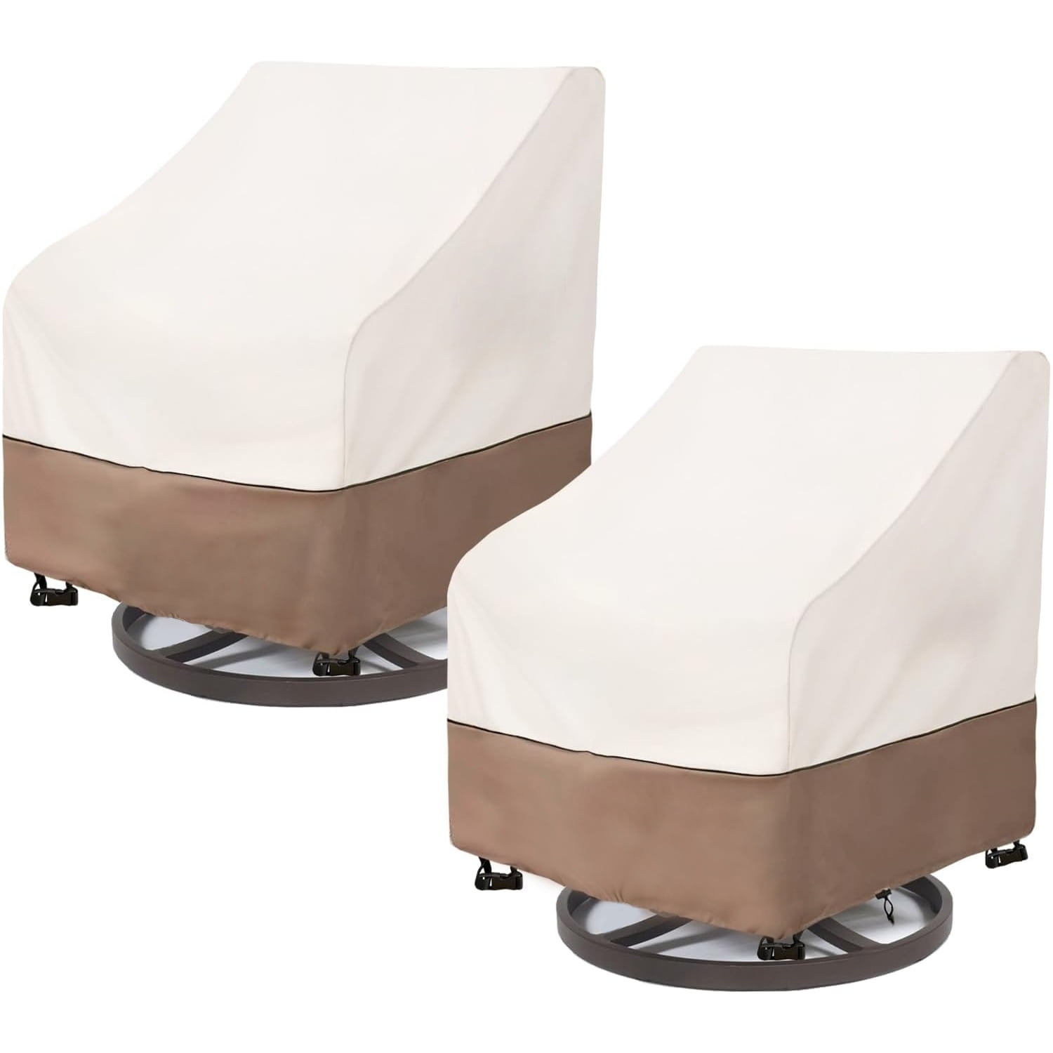 BN-LINK Patio Chair Covers, Waterproof Patio Furniture Covers, Heavy Duty and Waterproof Outdoor Lawn Chair Covers, 33"W x 33"D x 36"H (2 Pack, Beige & Coffee)