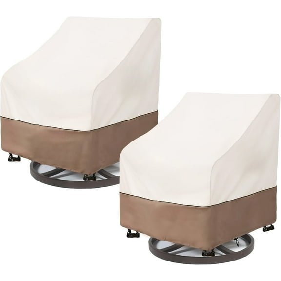 BN-LINK Patio Chair Covers, Waterproof Patio Furniture Covers, Heavy Duty and Waterproof Outdoor Lawn Chair Covers, 33"W x 33"D x 36"H (2 Pack, Beige & Coffee)