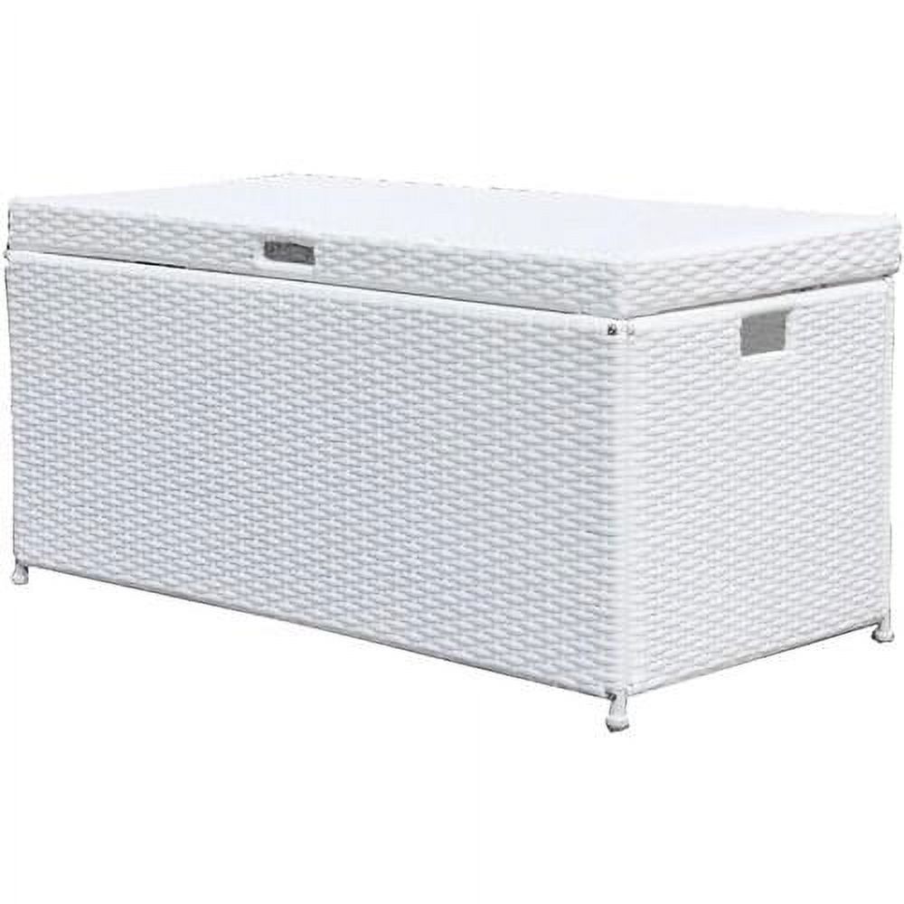 patio storage deck box with steel frame in white