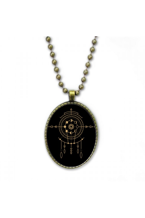 pattern totem geometry alien necklace vintage chain bead pendant jewelry collection