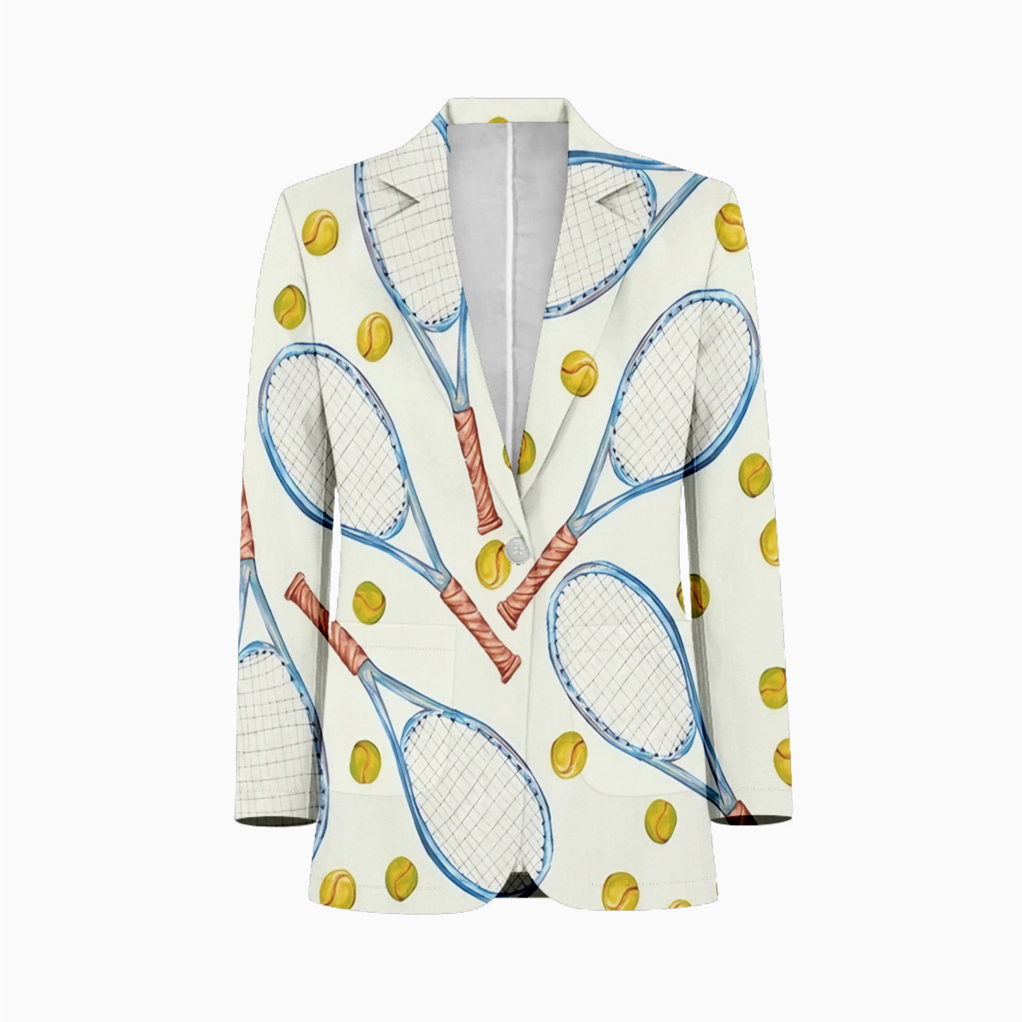 Tennis Racket Jacket pattern with tennis rackets with tennis balls Mens Suits Shawl Collar ...