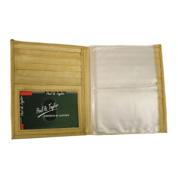 paul & taylor men's leather big hipster wallet (tan)