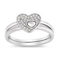 thumbnail image 1 of pave Set Clear Cubic Zirconia Double Puzzle Heart Ring Sterling Silver Size 10, 1 of 3