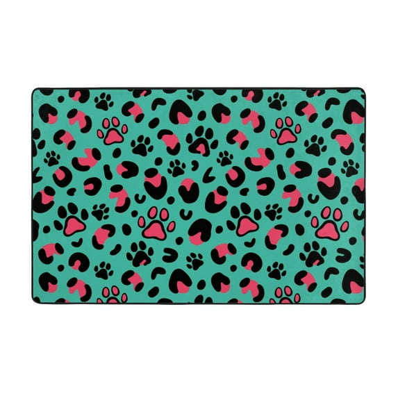 paw Leopard print Shaggy Area Rug, Rugs for Living Room Bedroom Non Slip Door Mat Indoor Carpet Machine Washable Nursery Home Decor Floor Mats for Entryway 60x39in-#